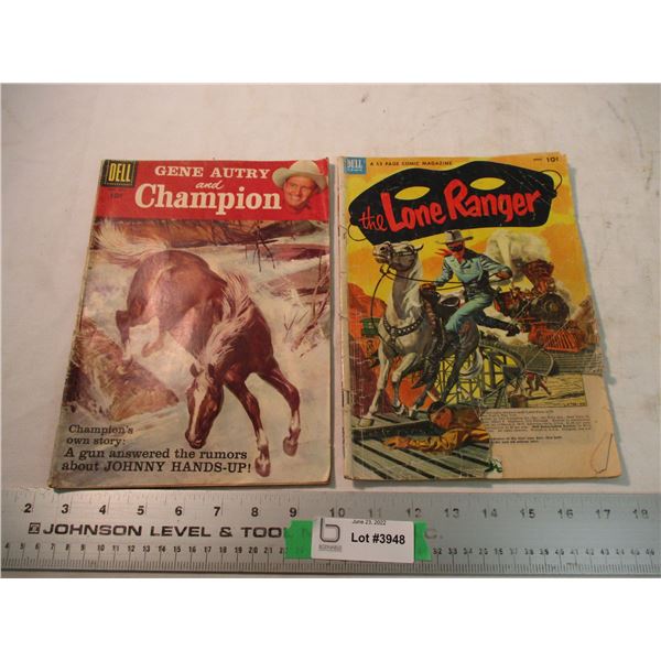(2) comics - Lone ranger, gene autry (poor backpage)