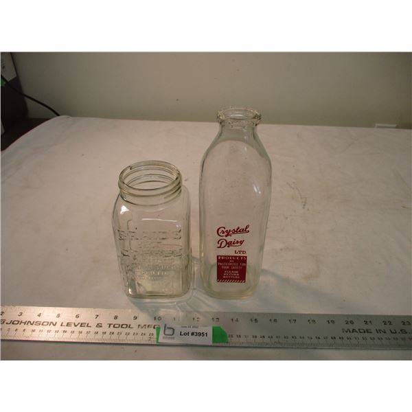 Braids coffee jar - no top, with milk bottle crystal dairy