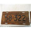 Image 2 : 2X THE BID - 1937 + 38 Sask license plates