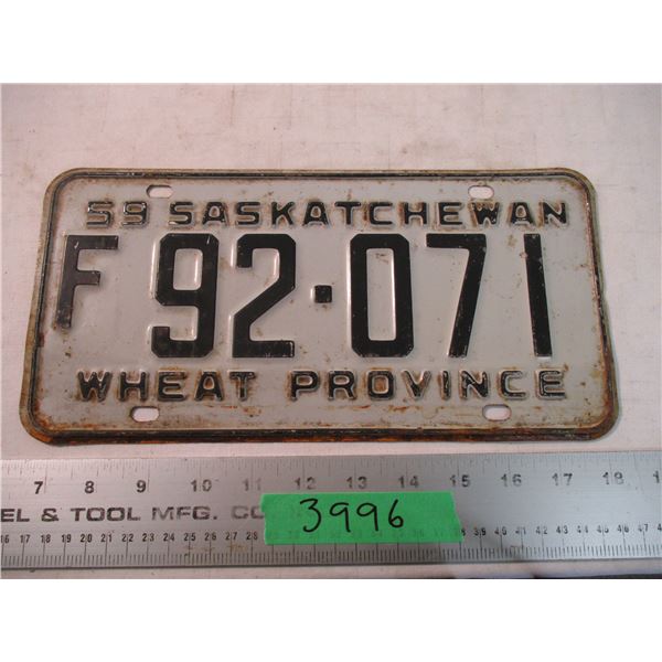 1959 Sask License plate