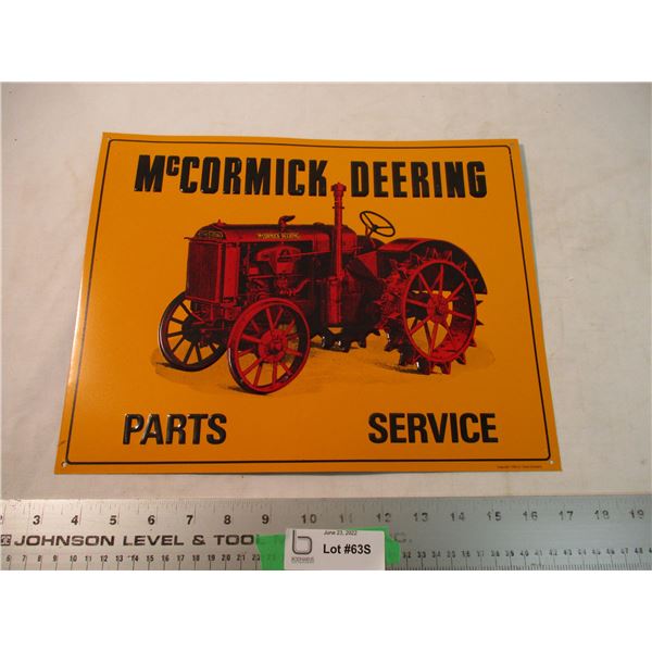McCormick Deering parts service tin sign - 11x14
