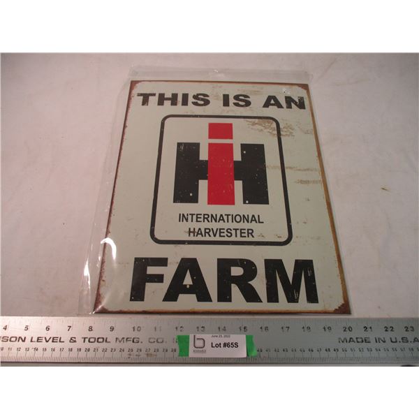 This is an IH Farm Tin sign - 12.5x16 (new)
