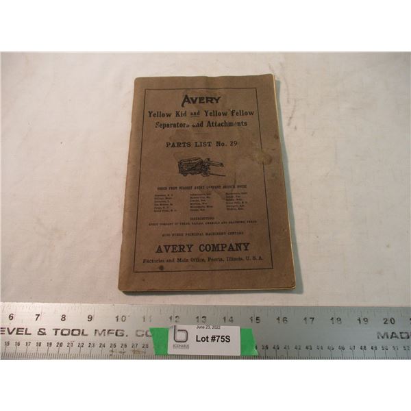 Avery Parts List Catalog