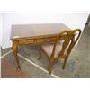 Image 1 : *Wood writing desk (glass top_ with chair - 48W 24D 30T