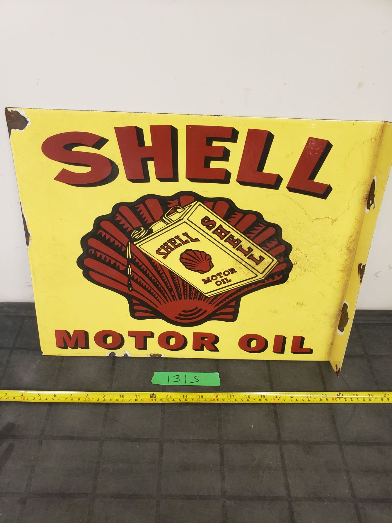 Vintage Shell Gasoline Porcelain Sign (flanged) - Double Sided - 16x20