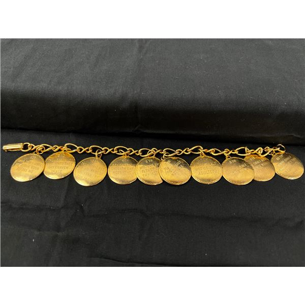 7" Ladies gold tone bracelet w/10 commandments