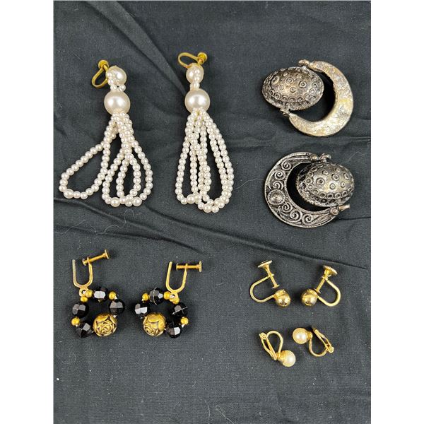 Lot of 5 Vintage clip-on ladies costume earrings
