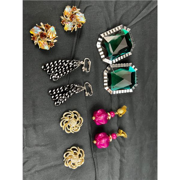 Lot of 5 Vintage clip-on ladies costume earrings