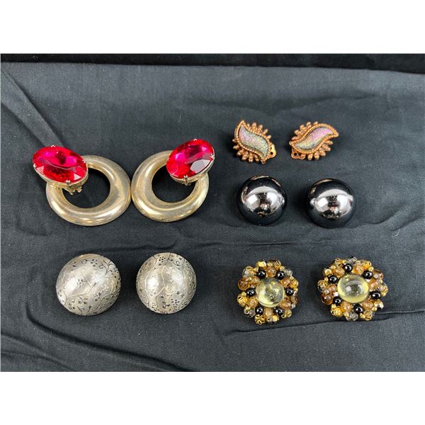 Lot of 5 Vintage clip-on ladies costume earrings