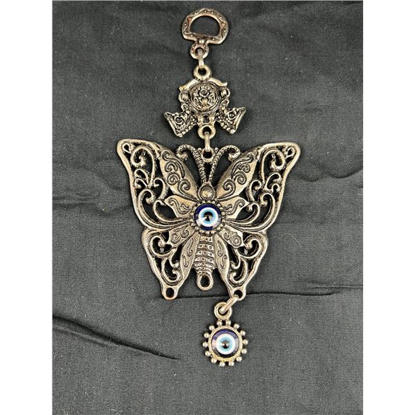 Large 6" silver tone Butterfly pendant