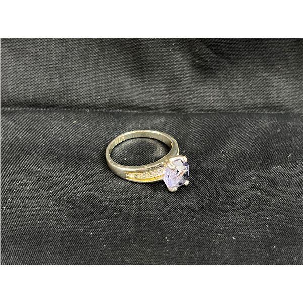 Ladies multi stone costume silver tone ring