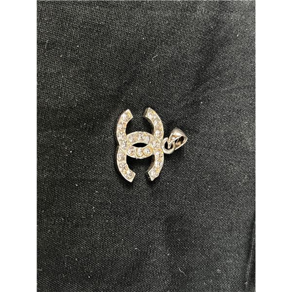 Chanel logo rhinestone pendant