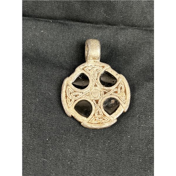 Irish Cross pendant 1inch silver tone