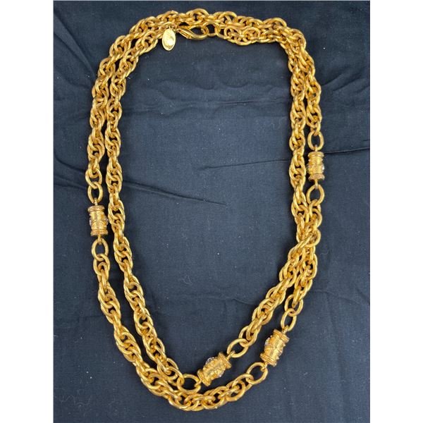 Large 42" gold tone costume necklace