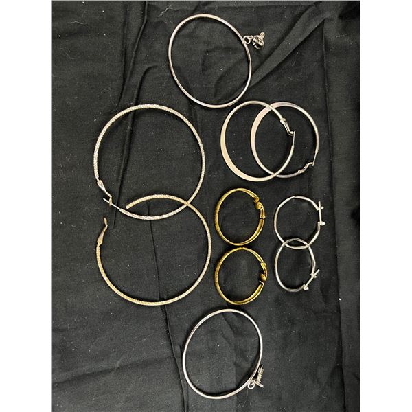 Group of 5 large hoop style earrings