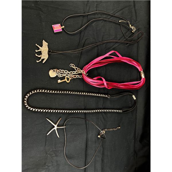 Group of 5 rope style womens necklaces