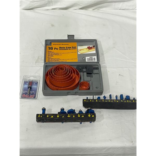 Router Bits and 6 Piece Hole Saw Set