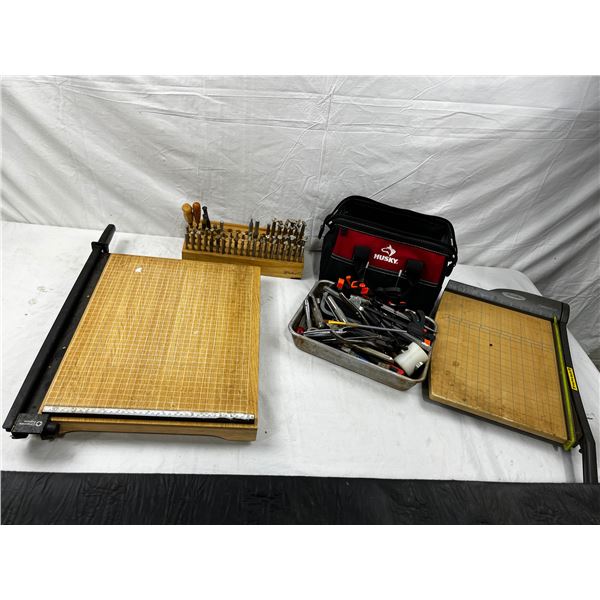 Leatherman Table with Accessories and Tools