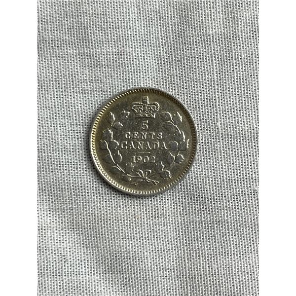 First year Edward VII Silver 5 cent type 1