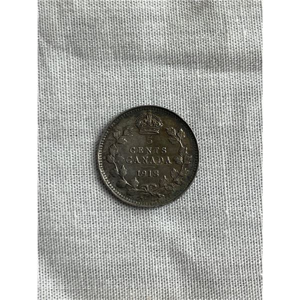 1918 George V Silver 5 cent "fishscale"
