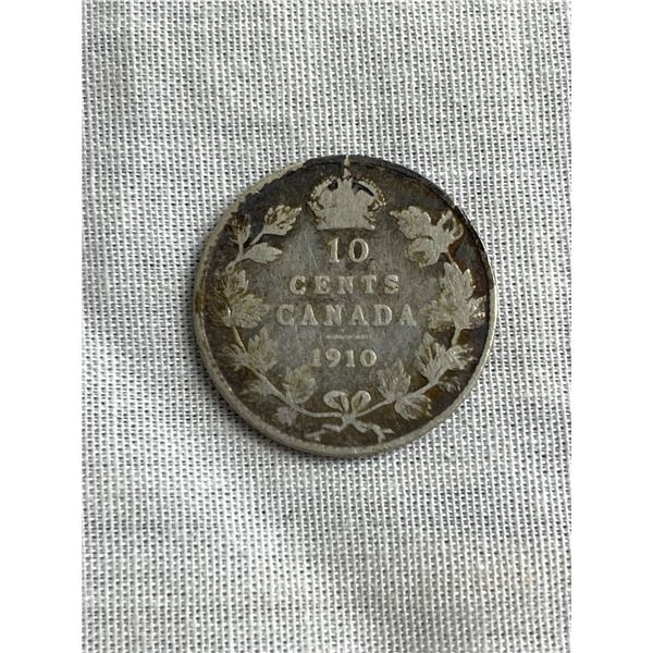 1910 Broad Leaf Canada Silver 10 cent