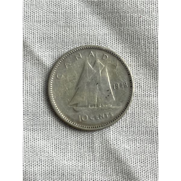 Key Date 1948 Canada Silver 10 Cent