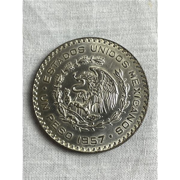1957 Mexico large silver peso high grade