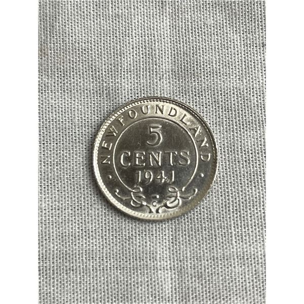 High Grade 1941 Newfoundland silver 5 cent