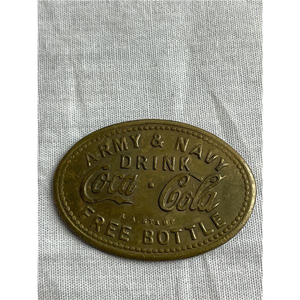 Vintage coke army&navy free bottle token