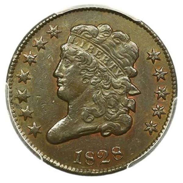 1828 12 Stars Classic Head Half Cent PCGS AU-55