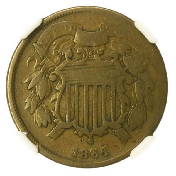 1864 Small Motto Two Cents NGC VG-10 BN