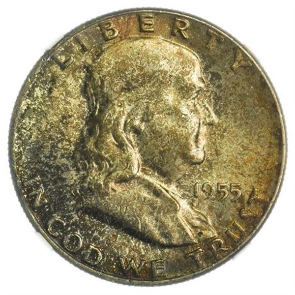 1955 Franklin Half Dollar NGC MS-64 FBL