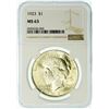 Image 2 : 1923 Peace Dollar NGC MS-63