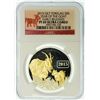 Image 2 : TOKELAU. 2015 Gilt Proof Silver $5 Year of the Goat NGC PF-69 Ultra Cameo Early