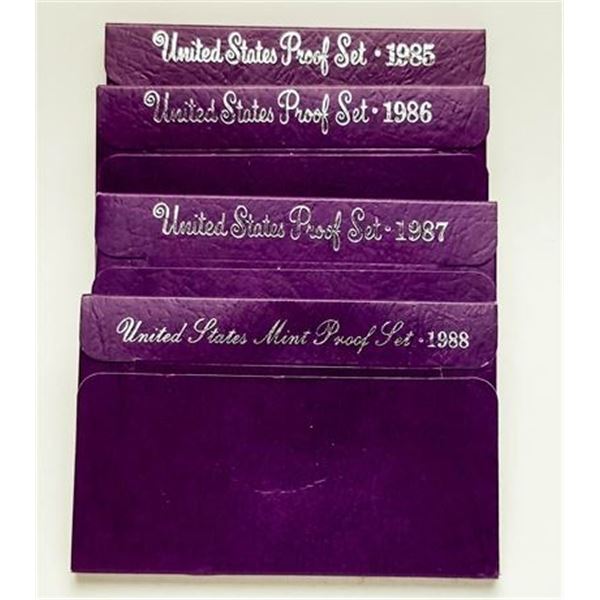 Group of 4 1985- 1988 Proof Sets
