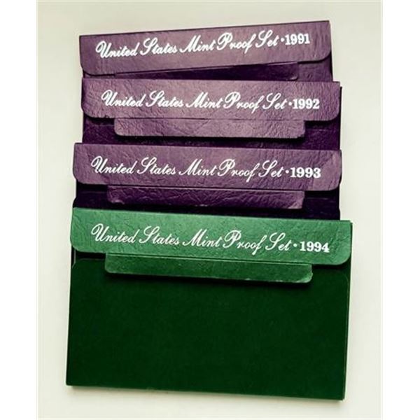 Group of 4 1991 - 1994 Mint Proof Sets