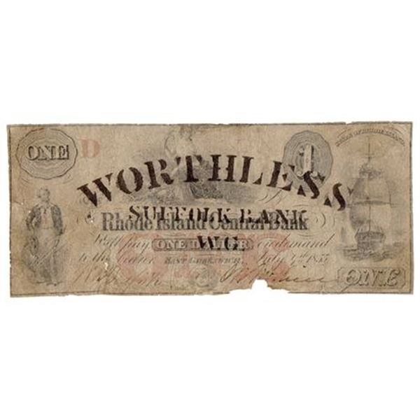 1855 $1 "Worthless" Obsolete Note Rhode Island