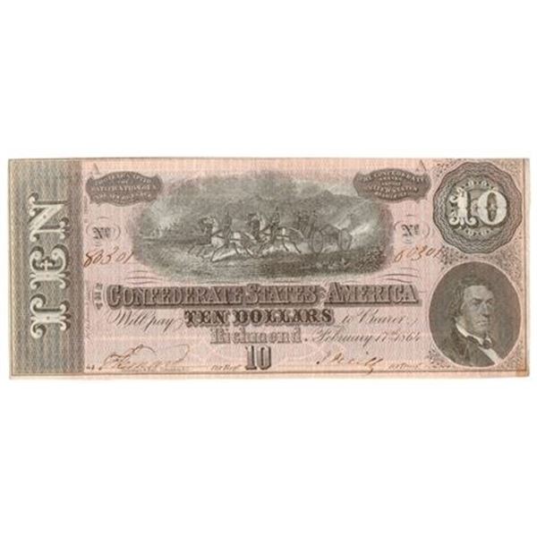 Type 69 1864 $10 Confederate Note