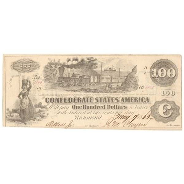 Type 39 1862 $100 Confederate Note