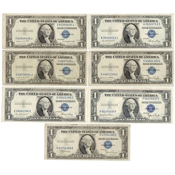 Group of 7 1935 $1 Silver Certificates