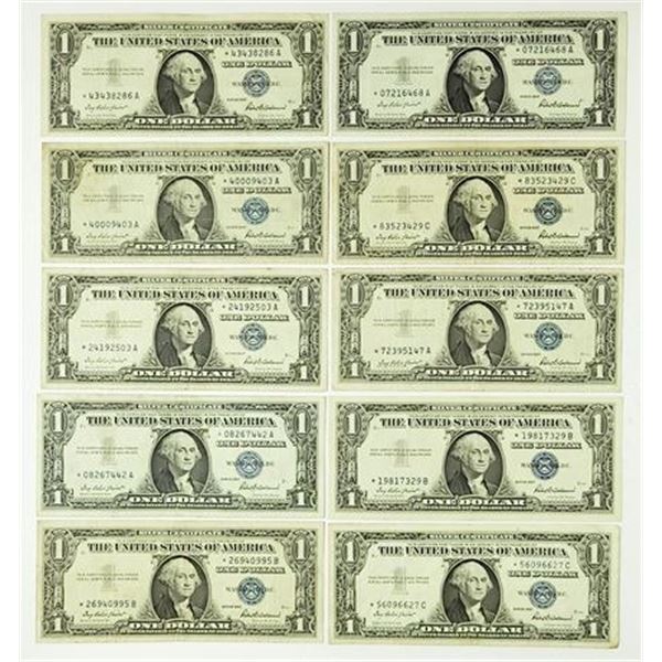 Group of 10 1957* $1 Silver Certificate Star Notes