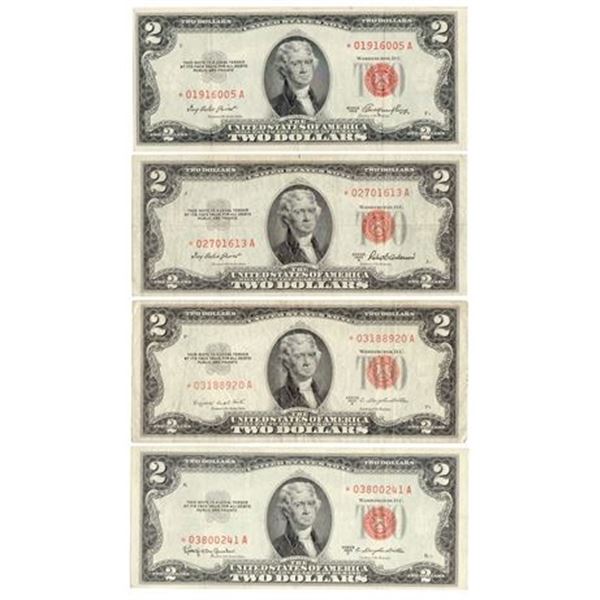 Group of 4 1953*, A*, B*, C* $2 Legal Tender Star Notes