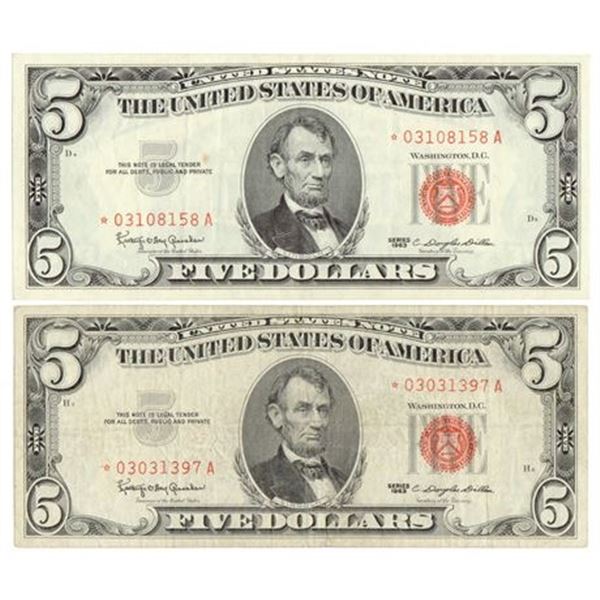 Group of 2 Fr.1536* 1963 $5 Legal Tender Star Notes