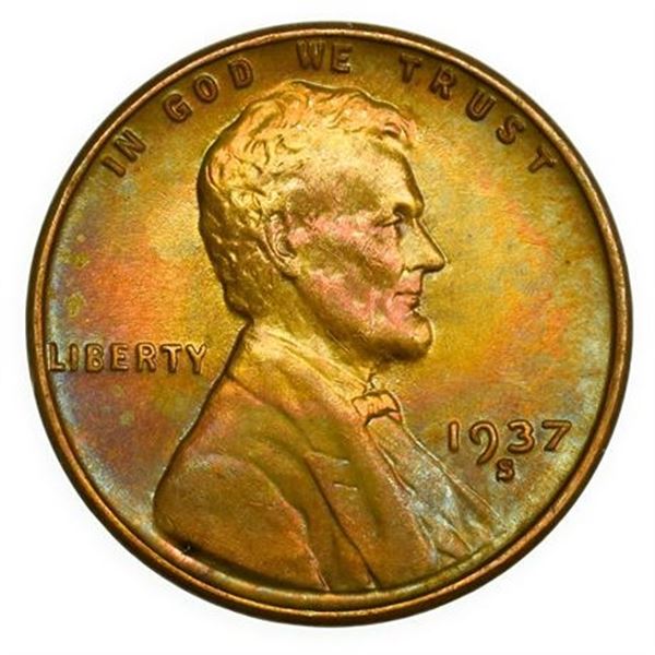 1937-S Lincoln Wheat Cent - Toned