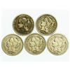 Image 1 : Group of 5 CuNi Three Cents 1865 - 1874