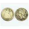 Image 1 : Group of 2 Type Coins 1865 Nickel Three Cents and 1856 Seated Liberty Dime