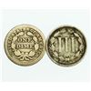 Image 2 : Group of 2 Type Coins 1865 Nickel Three Cents and 1856 Seated Liberty Dime