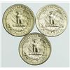 Image 2 : Group of 3 Washington Silver Quarters 1945, 1952-D, 1955-D