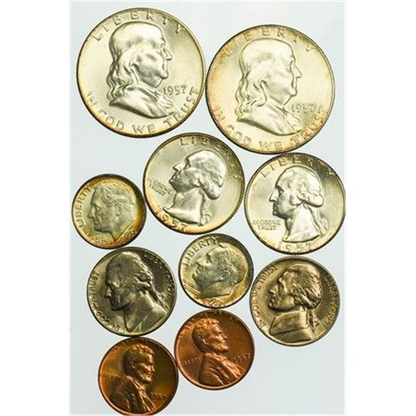 Group of 10 Coins 1957 Uncirculated Year Set