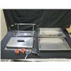 Image 2 : Qty 2 Metal Warming Dishes on Stands w/ Lids & Sterno Holders